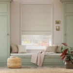 Electric ClickLock Bijou Linen Latte & Coconut Double Roman Blind